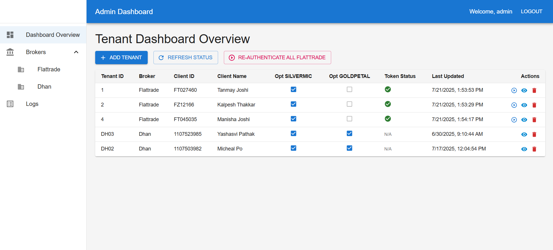 Dark Themed Trader UI